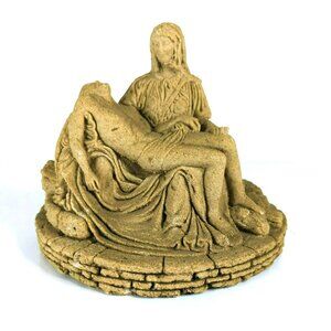 La Pieta Mary Holding Jesus Hand-Carved Statue Sandstone Religious Sculpture Vin